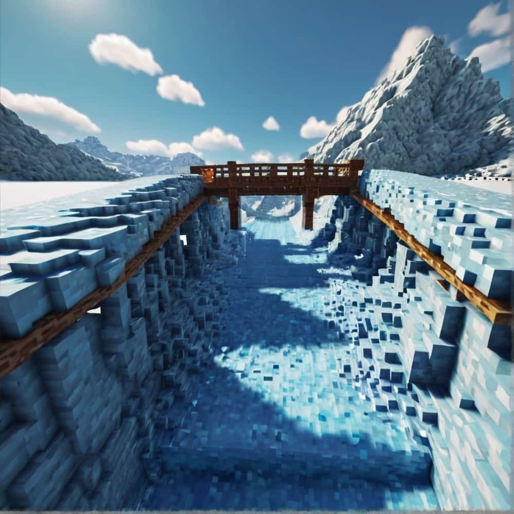 minecraft bridge ideas with blue ice and packed ice 