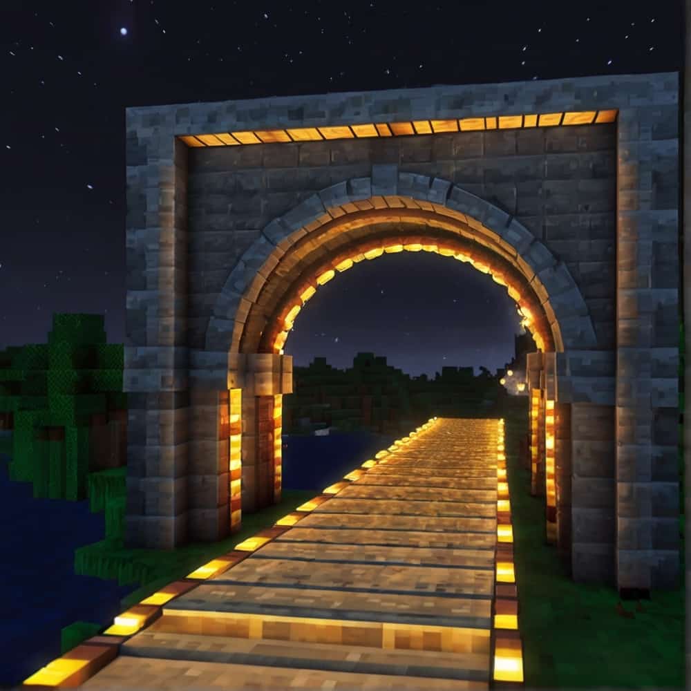 minecraft bridge ideas with glowstone to create a luminous arch bridge 2 