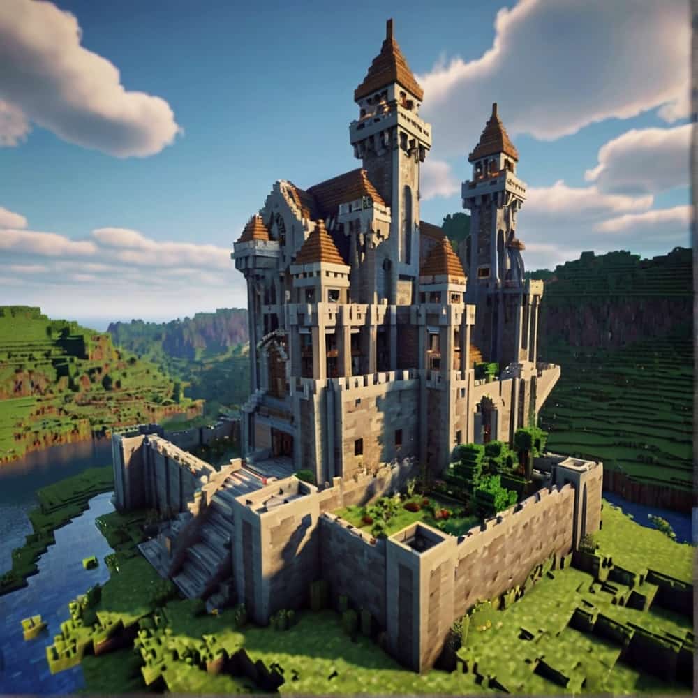 minecraft building ideas a castle featuring stone constructions with rugged aesthetics and practical defenses 1 