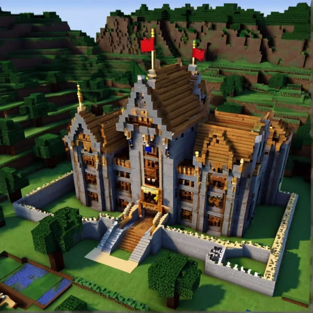 minecraft building ideas a castle in a sturdy fortified hall adorned with war trophies 