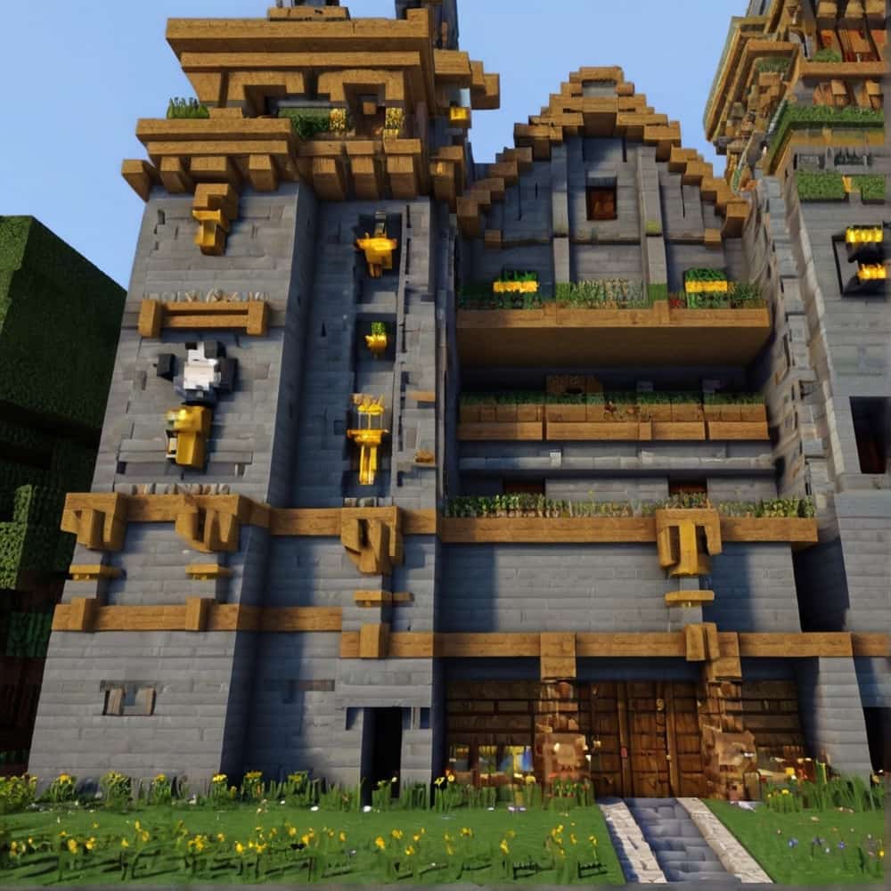 minecraft building ideas a castle in a sturdy fortified hall adorned with war trophies 2 