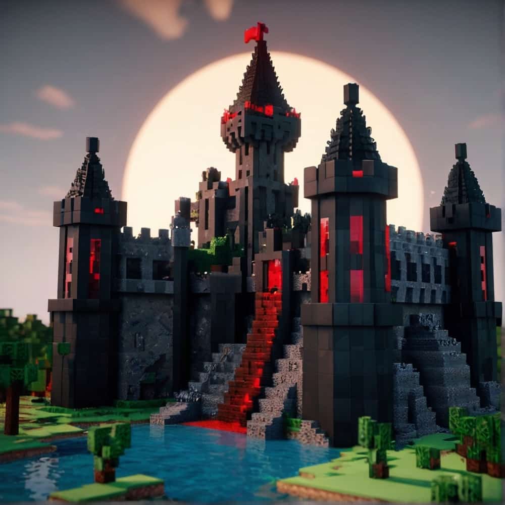 minecraft building ideas a castle with a dark fortress 2