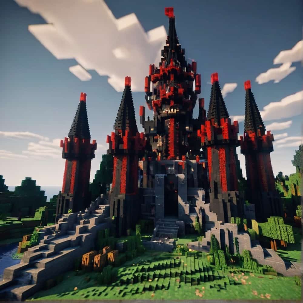 minecraft building ideas a castle with a dark fortress 