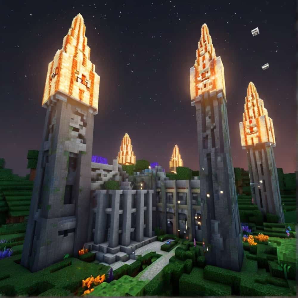 minecraft building ideas a castle with a tall slender