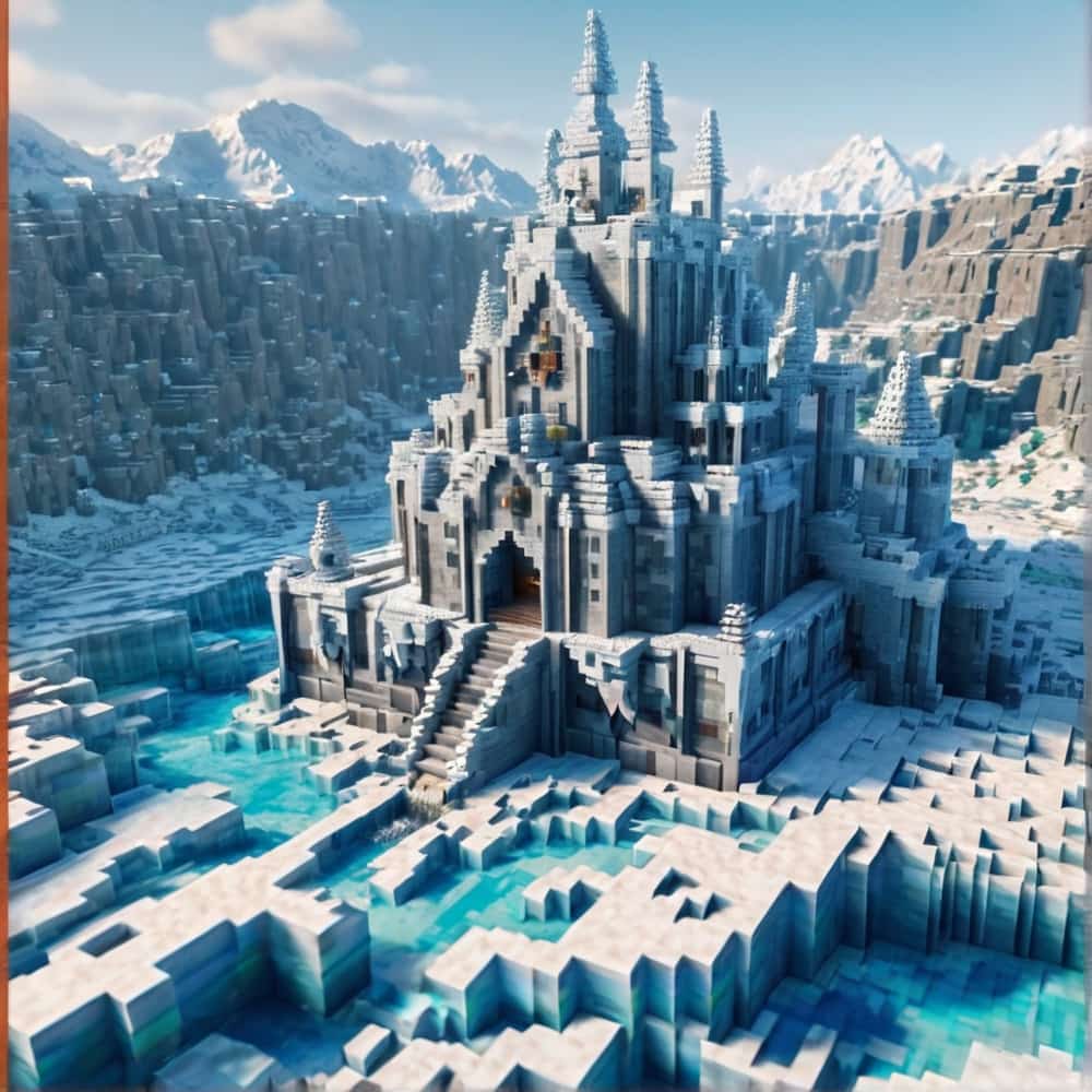 minecraft building ideas a fortress built in the heart of an icy biome using ice and packed snow 2 