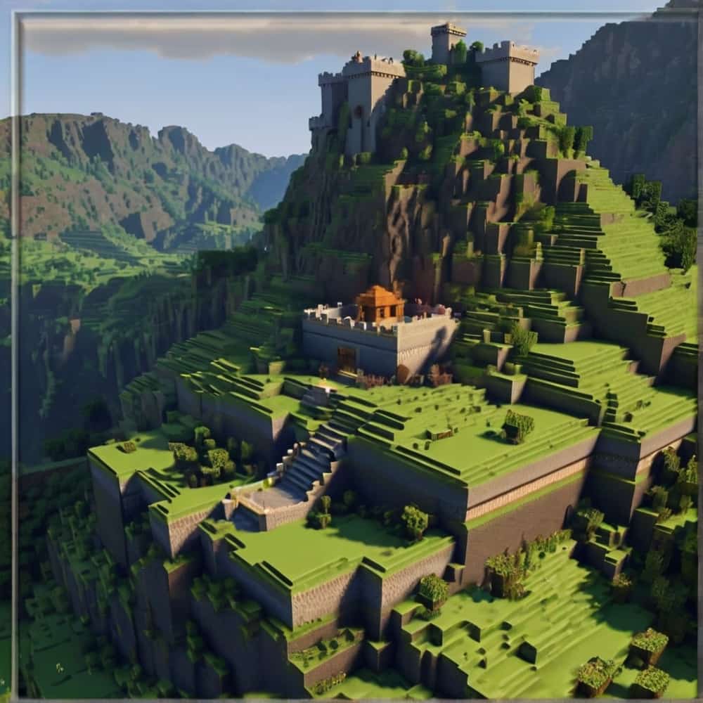 minecraft building ideas a fortress face directly to a mountain 1 