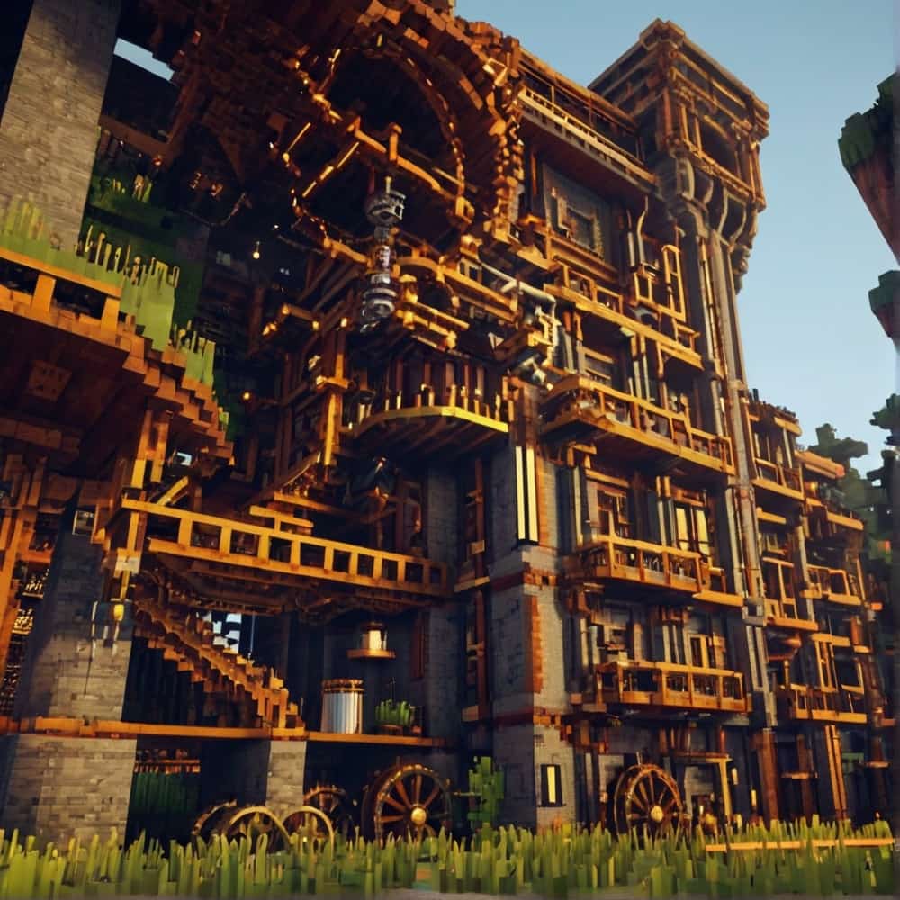 minecraft building ideas a fortress with a steampunk aesthetic 1