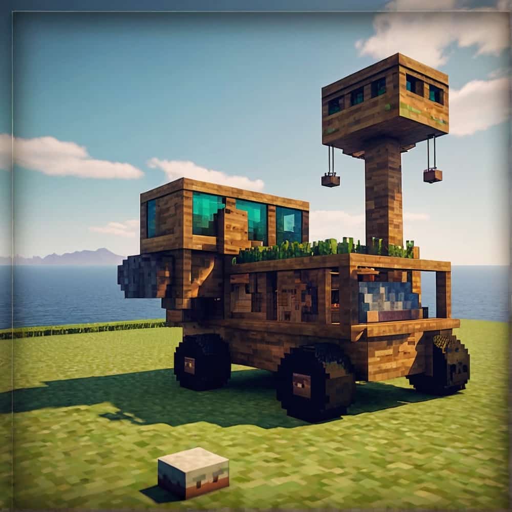 minecraft building ideas a mobile fortress on wheels or a platform that can be dismantled and moved to new locations 1