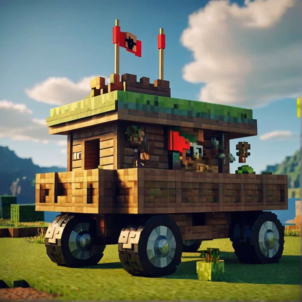 minecraft building ideas a mobile fortress on wheels or a platform that can be dismantled and moved to new locations 2 