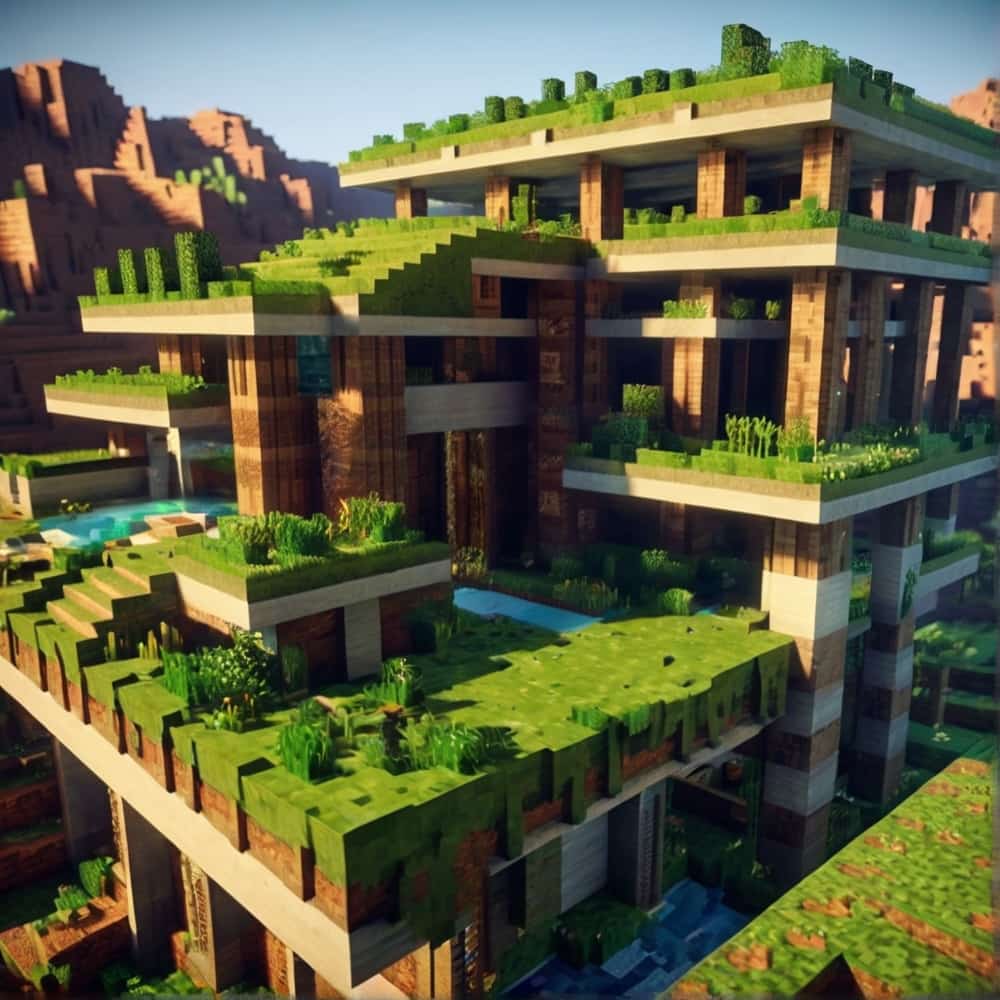  minecraft building ideas a sustainable fortress with green roofs 2 