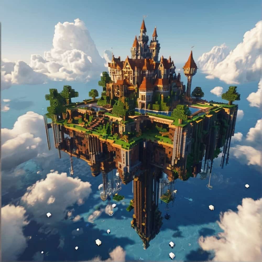 minecraft building ideas with a castle among the clouds on a floating island 2 