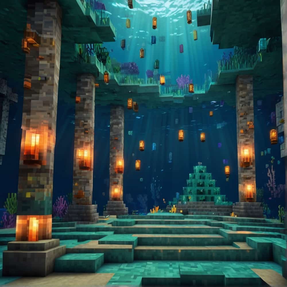         minecraft building ideas with a castle beneath the sea