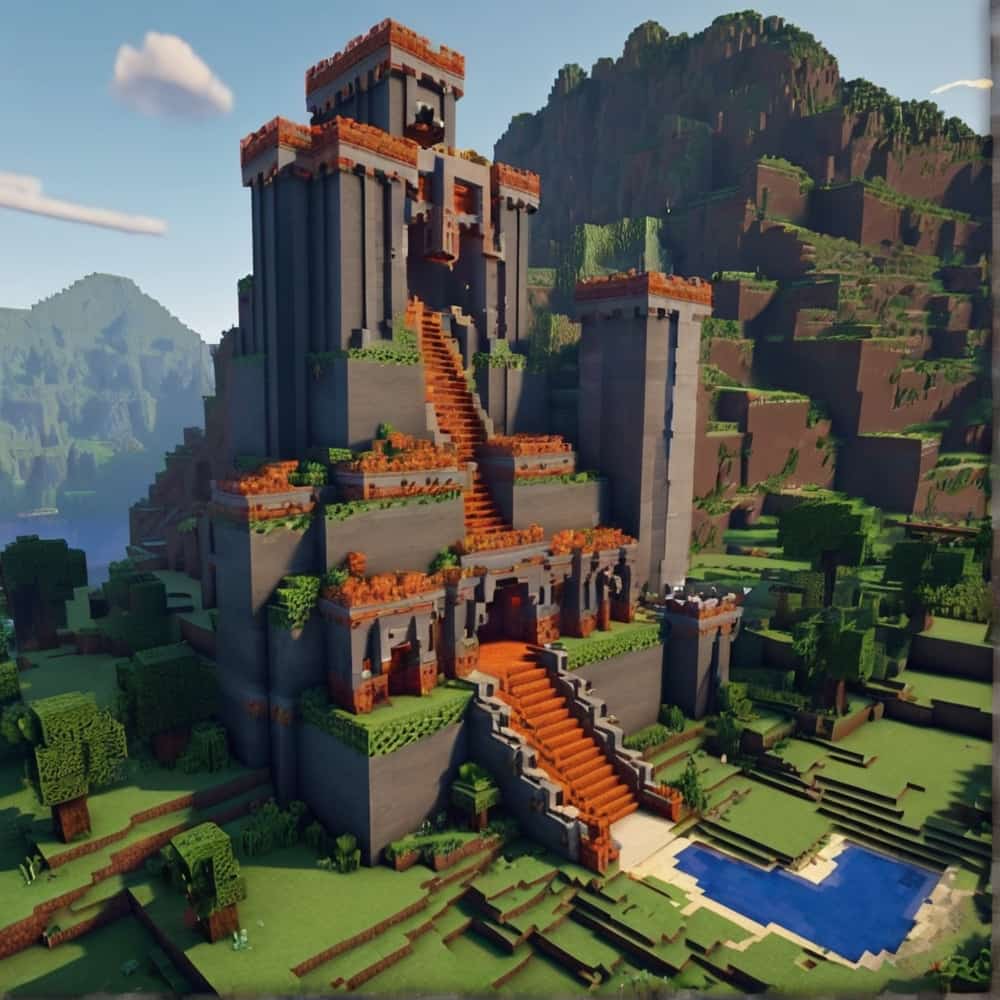  minecraft building ideas with a castle the side of a mountain 