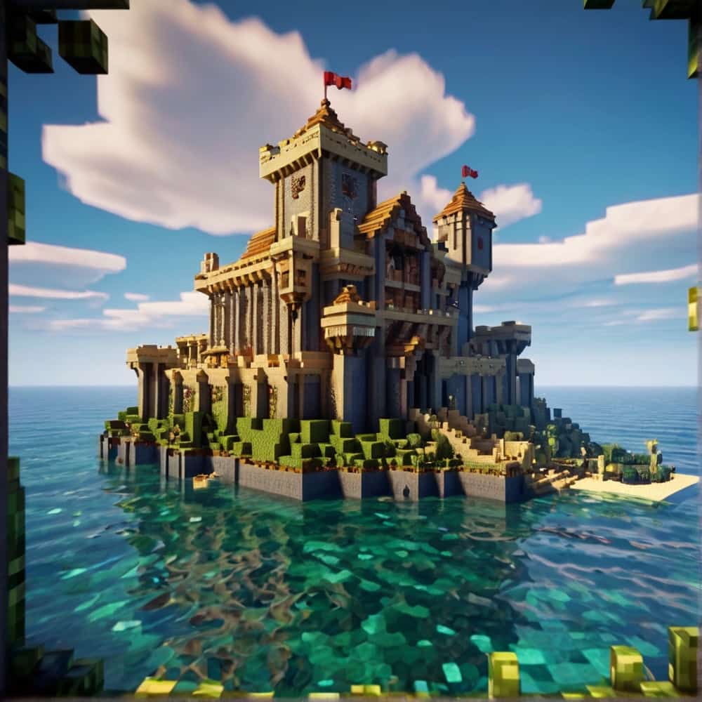 minecraft building ideas with a rugged coastal castle  