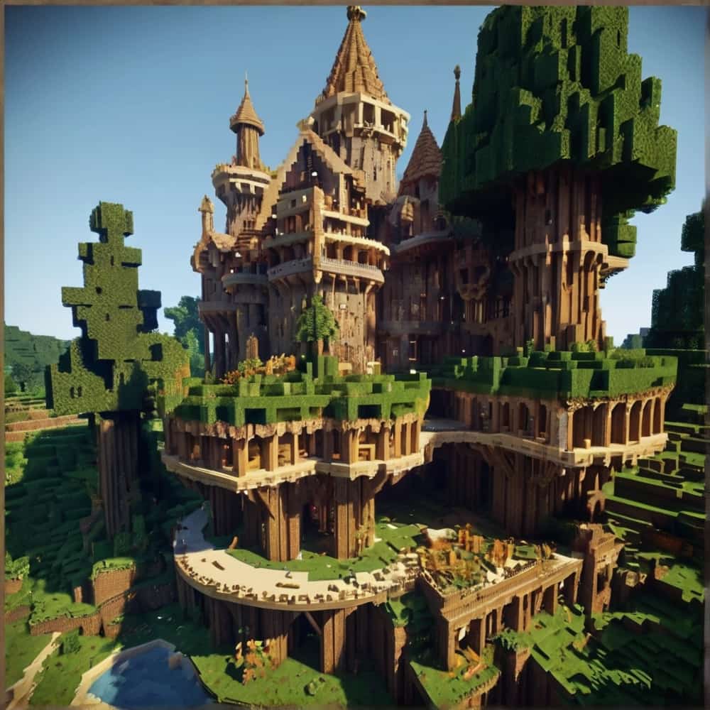 minecraft building ideas with a sprawling castle into giant trees 1 