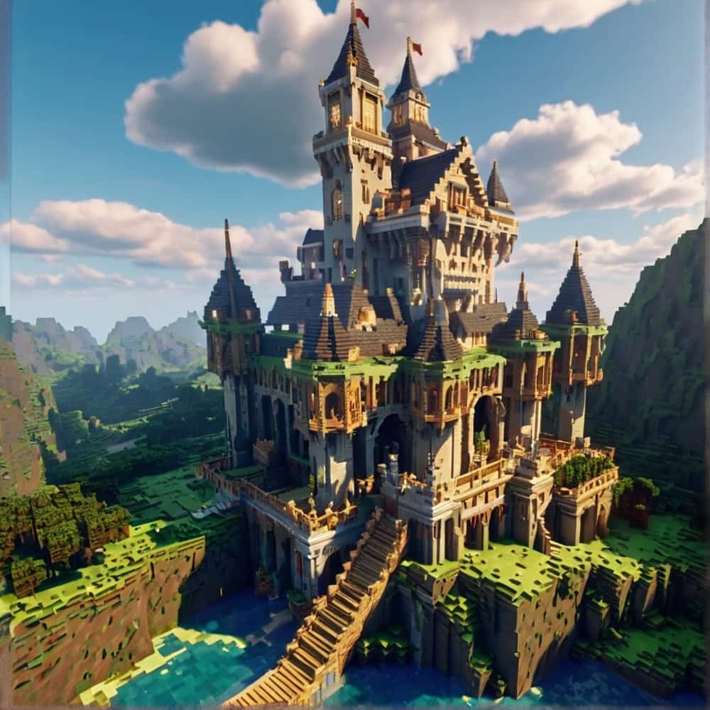 minecraft castle ideas in the clouds accessible by a dramatic beanstalk or a winding staircase 2 