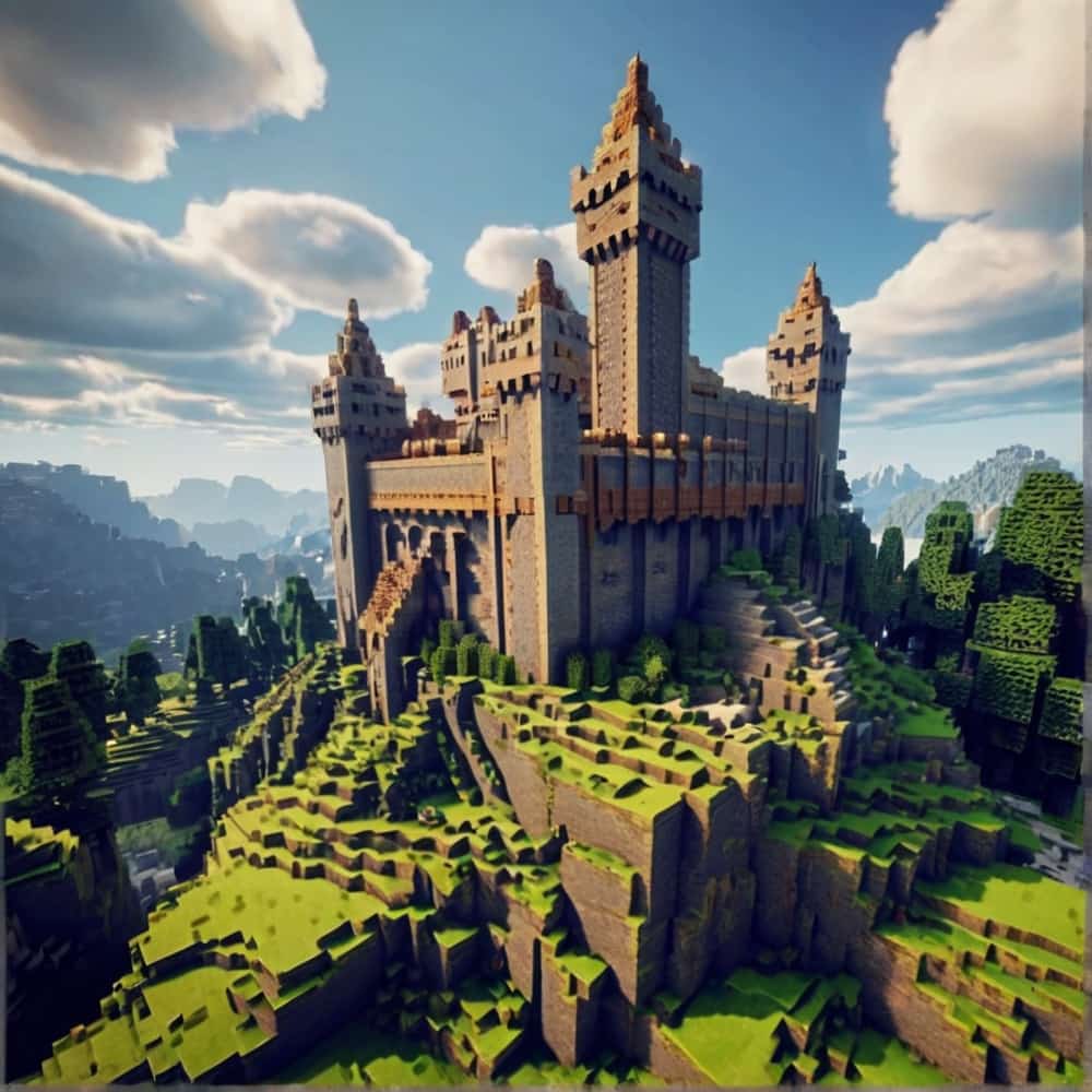 minecraft castle ideas with a rugged stone castle into a mountains side 2