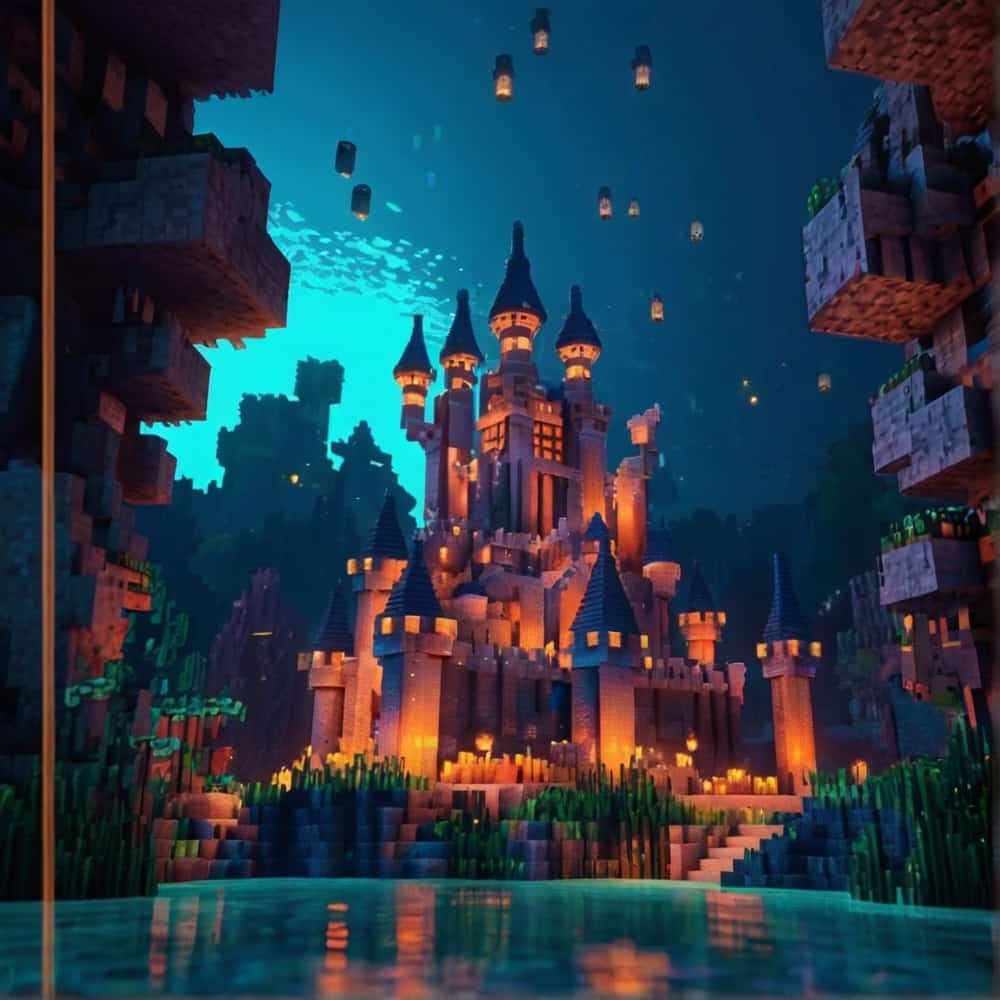 minecraft castle ideas with a submerged castle surrounded by coral reefs 1 