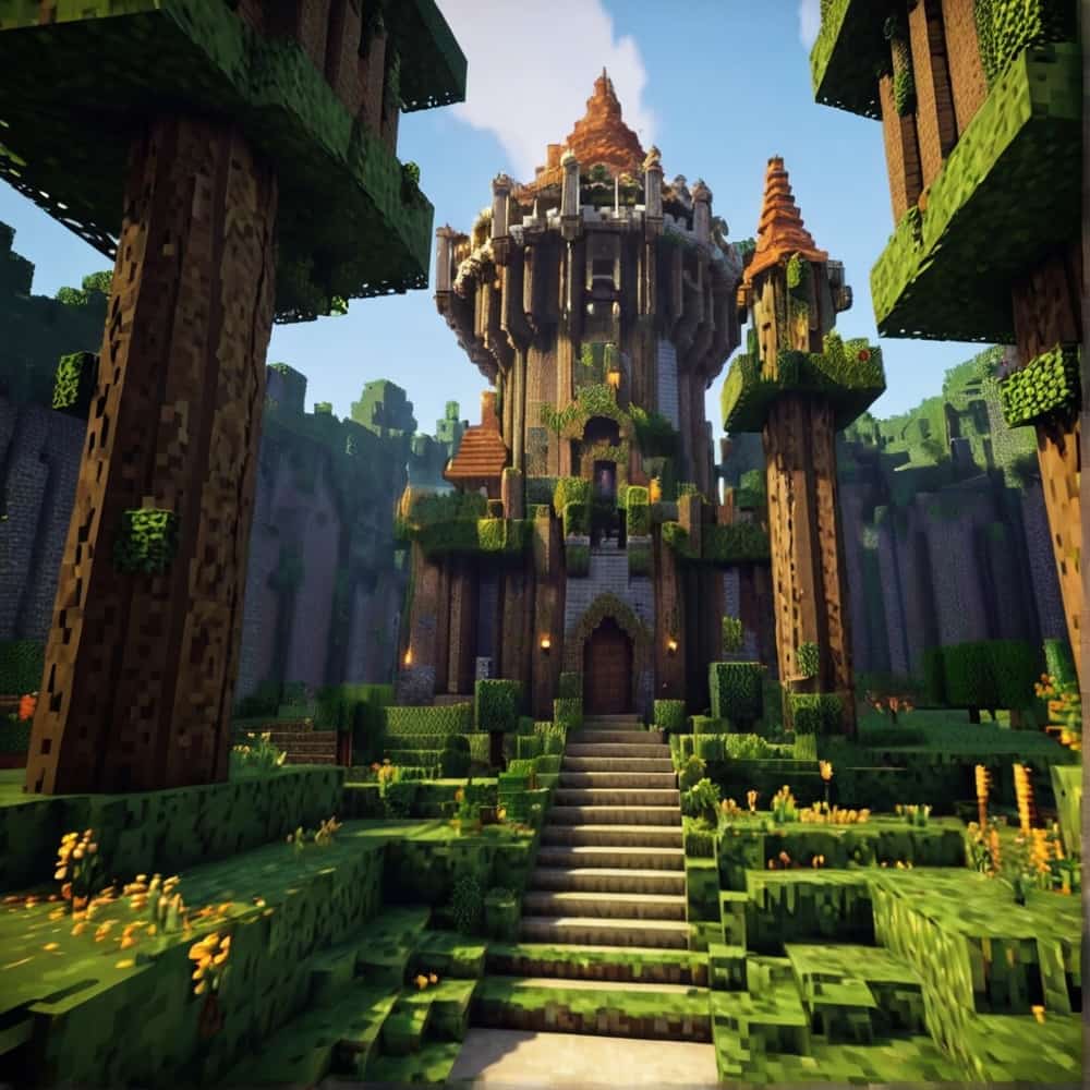 minecraft castle ideas with living trees into your castle walls and towers 2