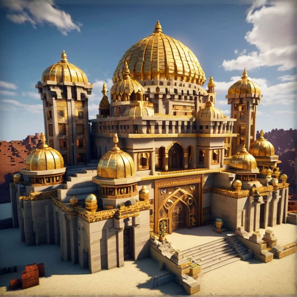 minecraft castle ideas with sandstone and gold to craft a sprawling desert palace 1 