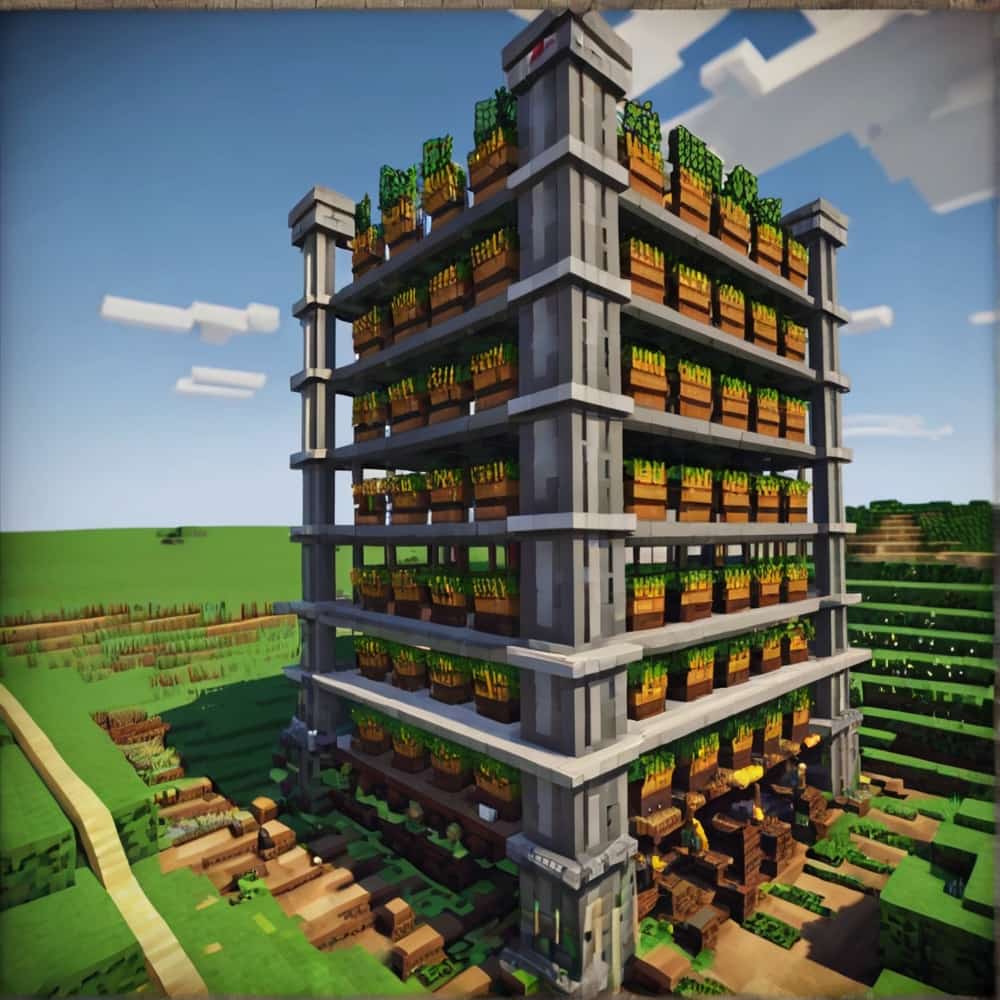 minecraft farm ideas built upwards not outwards 