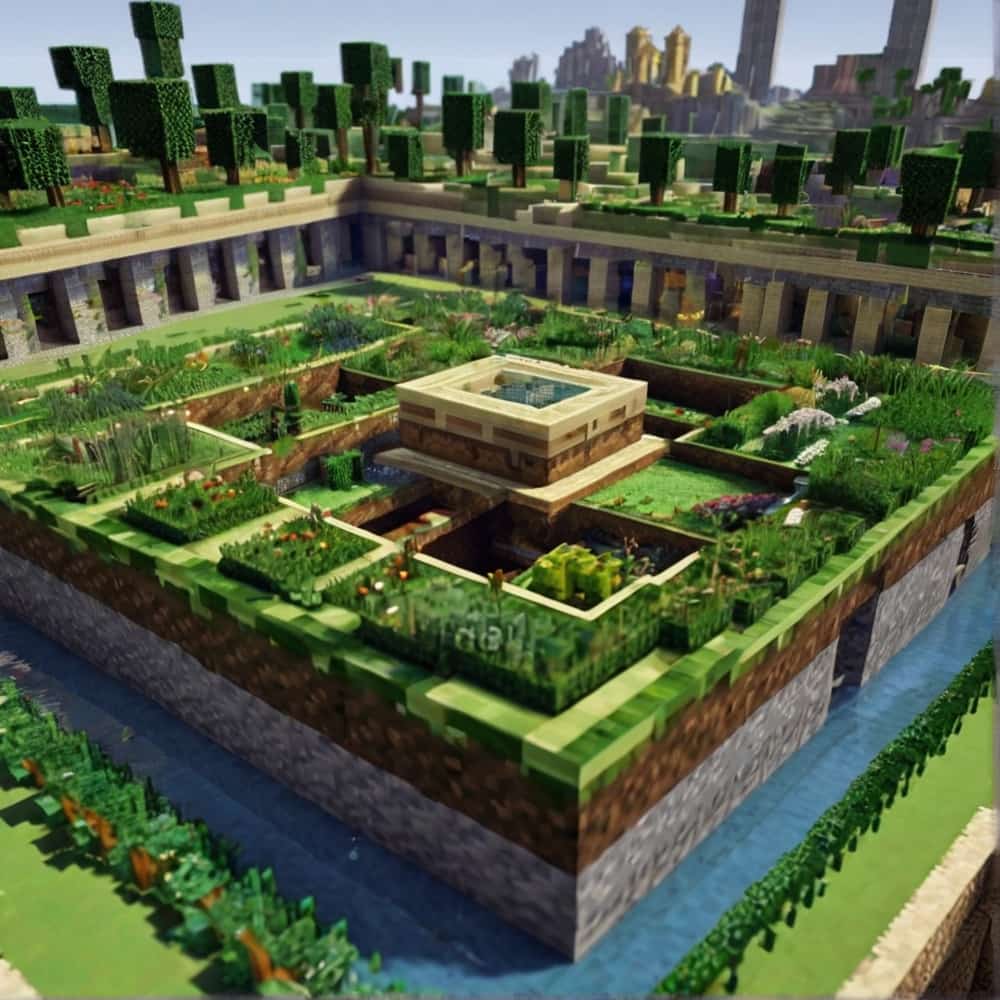 minecraft farm ideas by transforming the roof of every building into a lush garden space 1