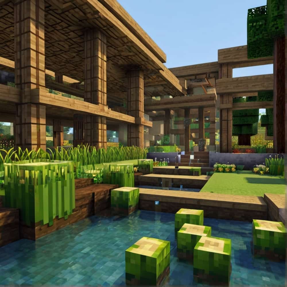 minecraft farm ideas with a sugarcane farm around anatural spa setting 1 