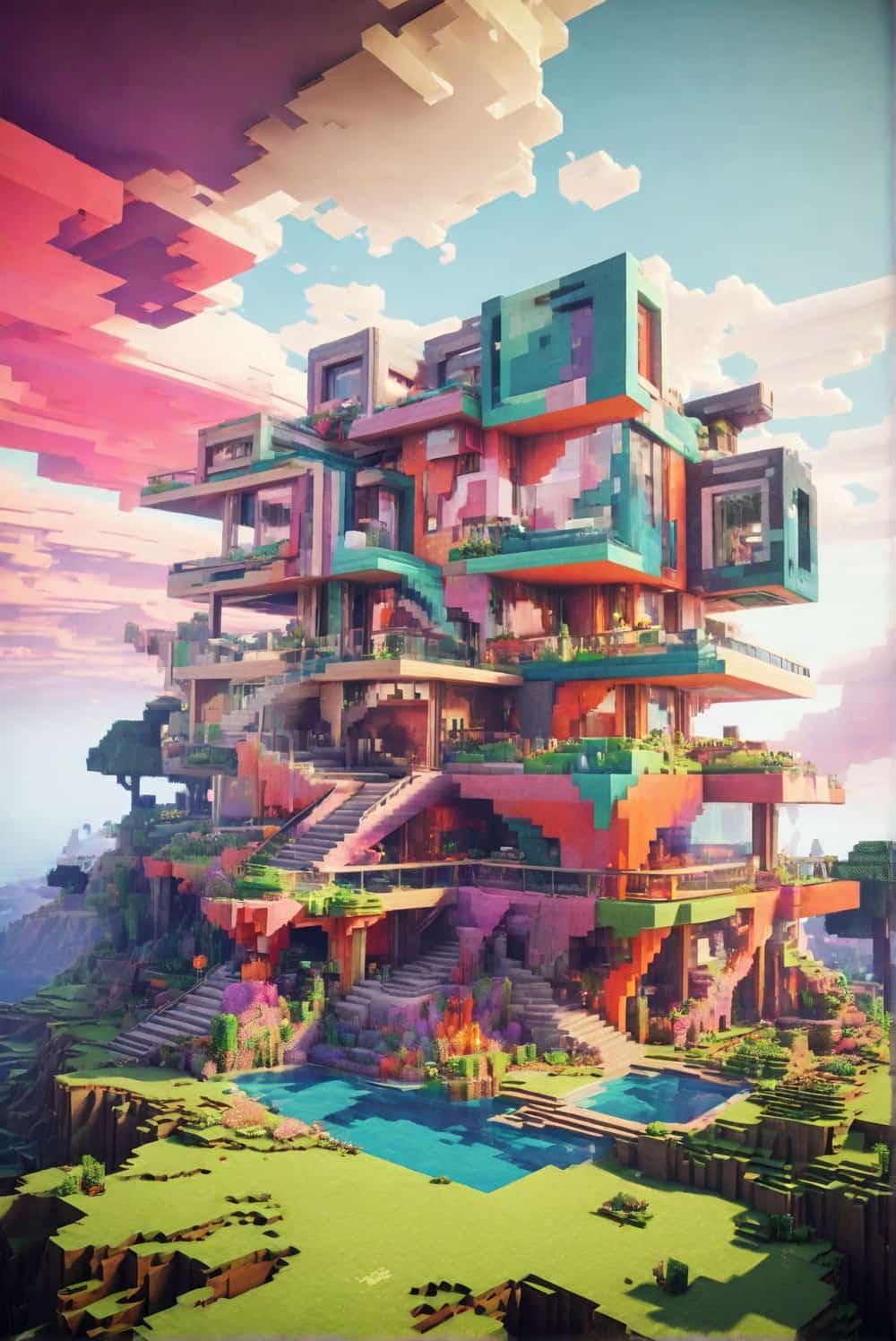 minecraft house ideas a wild mix of mismatched colors