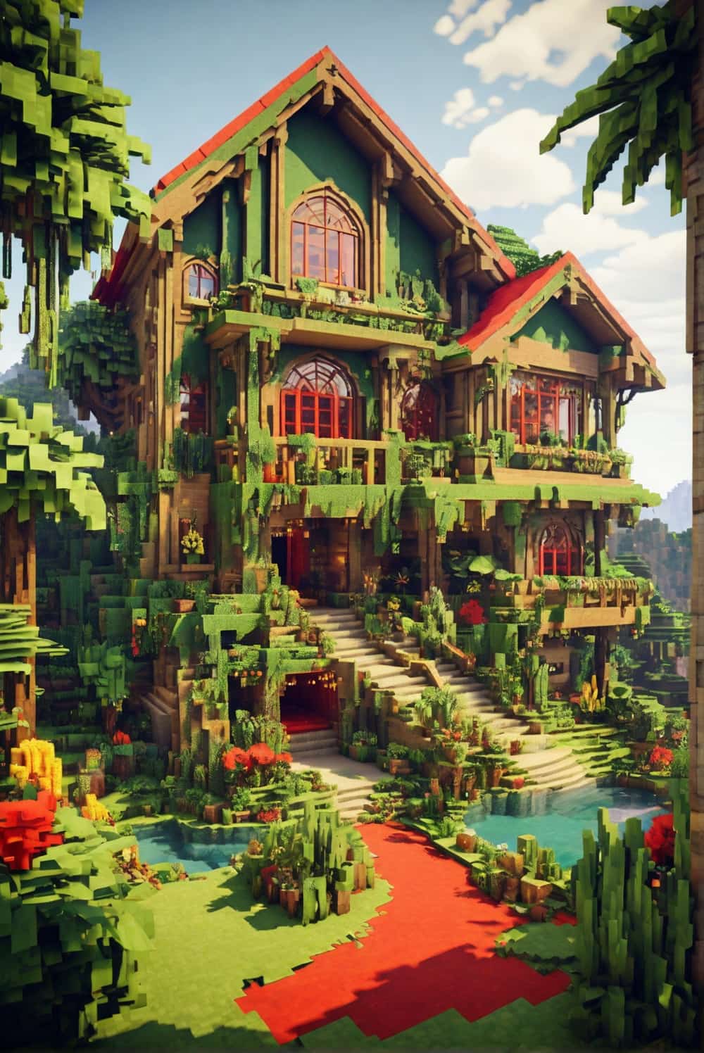 minecraft house ideas in vibrant jungle colors 1 