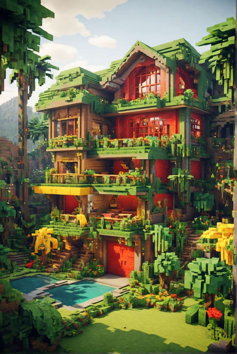 minecraft house ideas in vibrant jungle colors 2 