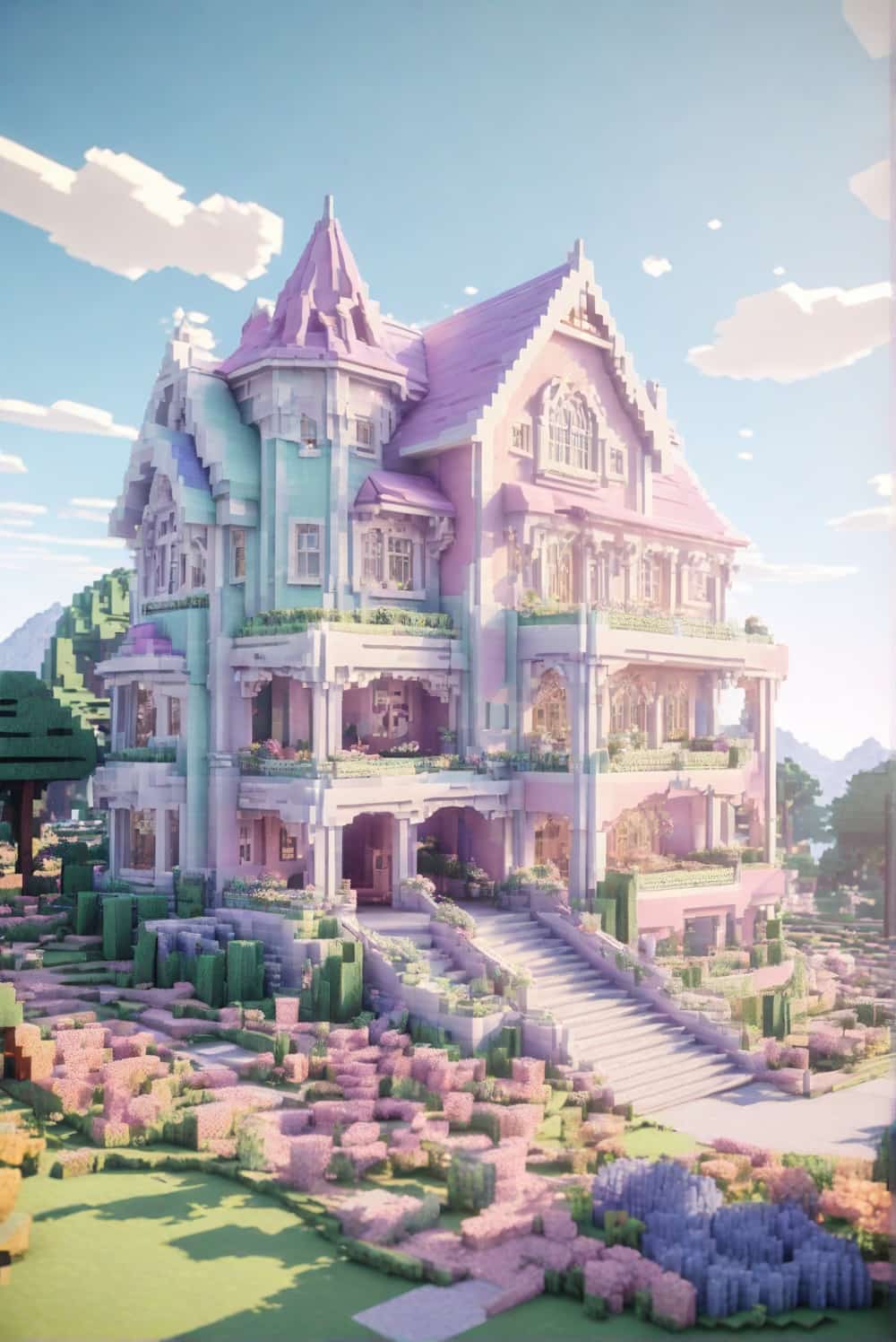 minecraft house ideas pastel shades 2 