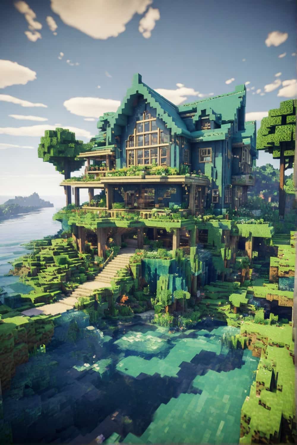  minecraft house ideas that embraces the deep blues and ocean 1