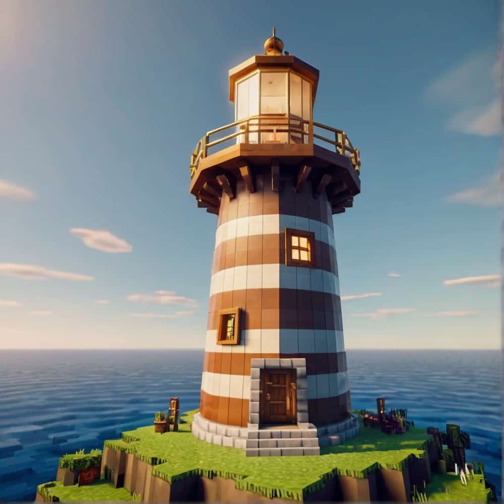 minecraft house ideas with a functional lighthouse with a living space inside 1 