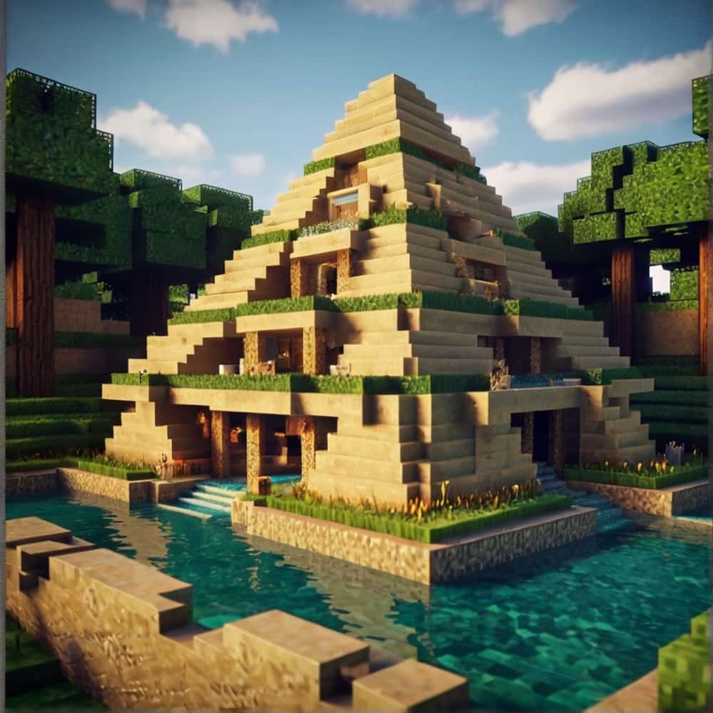 minecraft house ideas with a grand pyramid from sands 2 