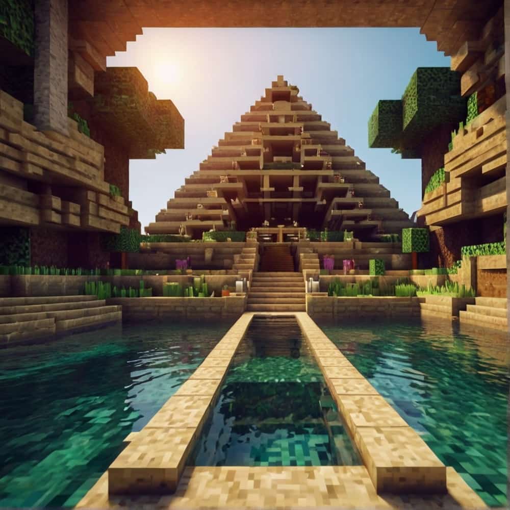 minecraft house ideas with a grand pyramid from sands 