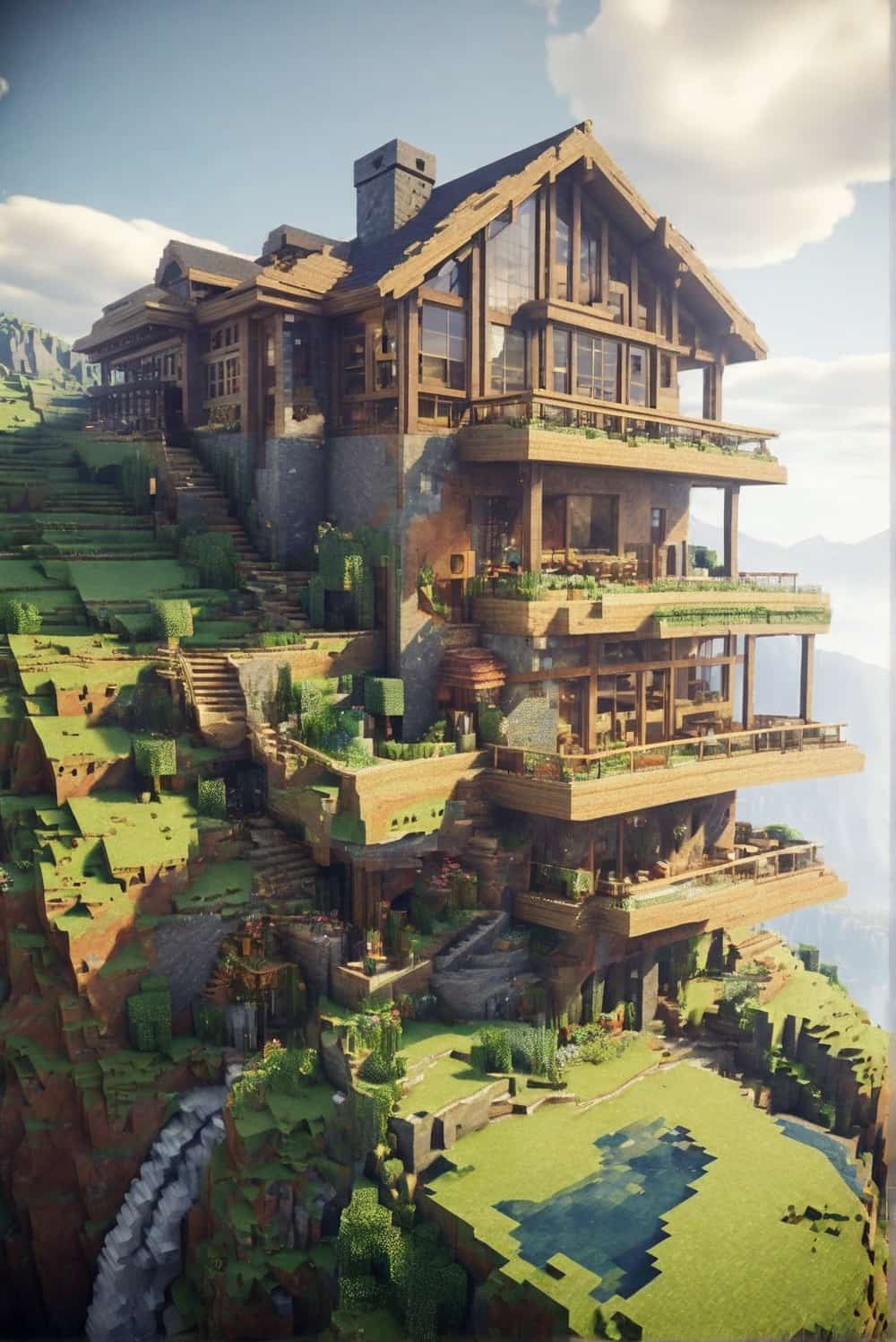 minecraft-house-ideas-with-a-house-on-a-mountainside 