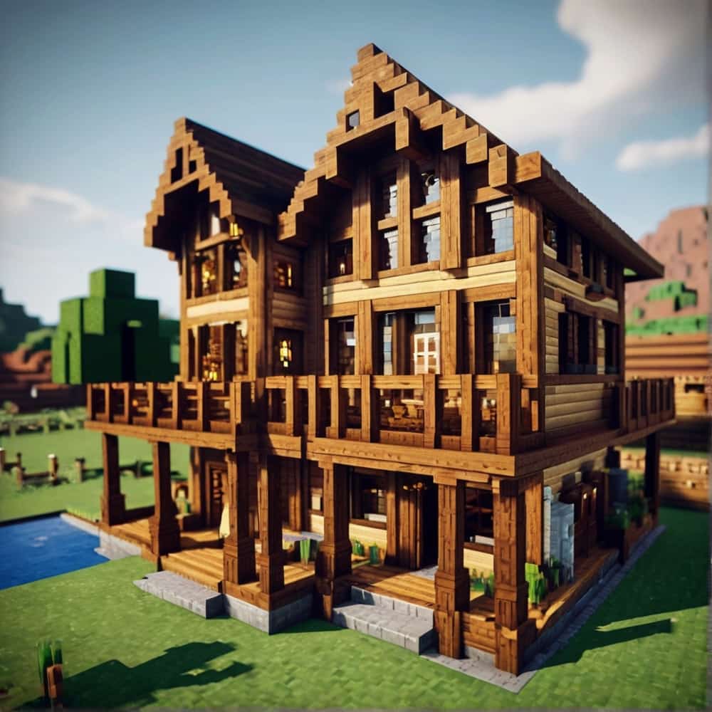 minecraft house ideas with a house that doubles as a Wild West saloon 1 