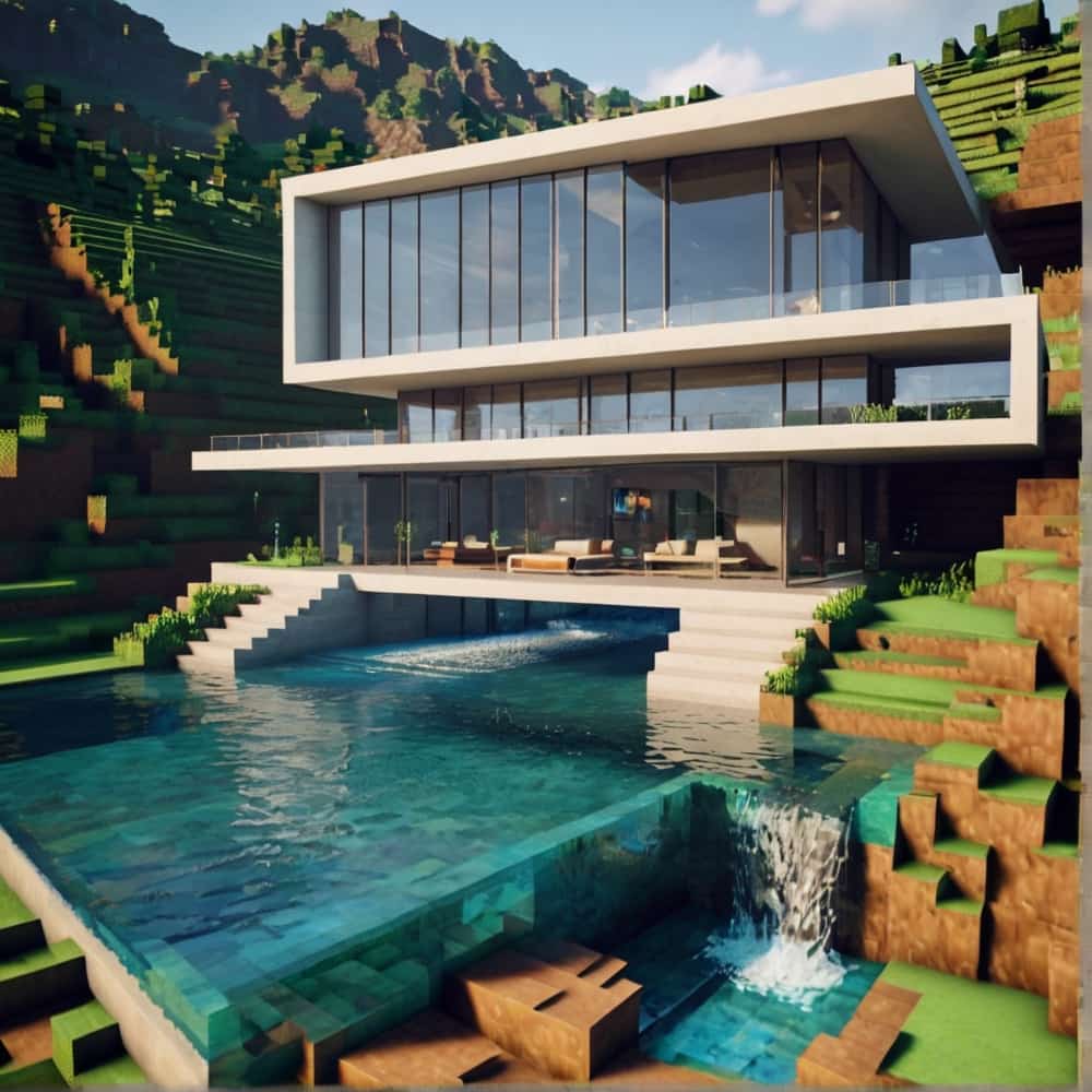 minecraft house ideas with a sleek glasswalled villa 1 