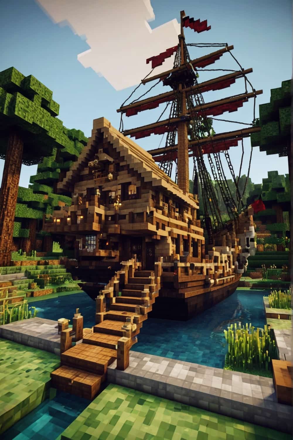 minecraft house ideas with pirate ship home style 1 