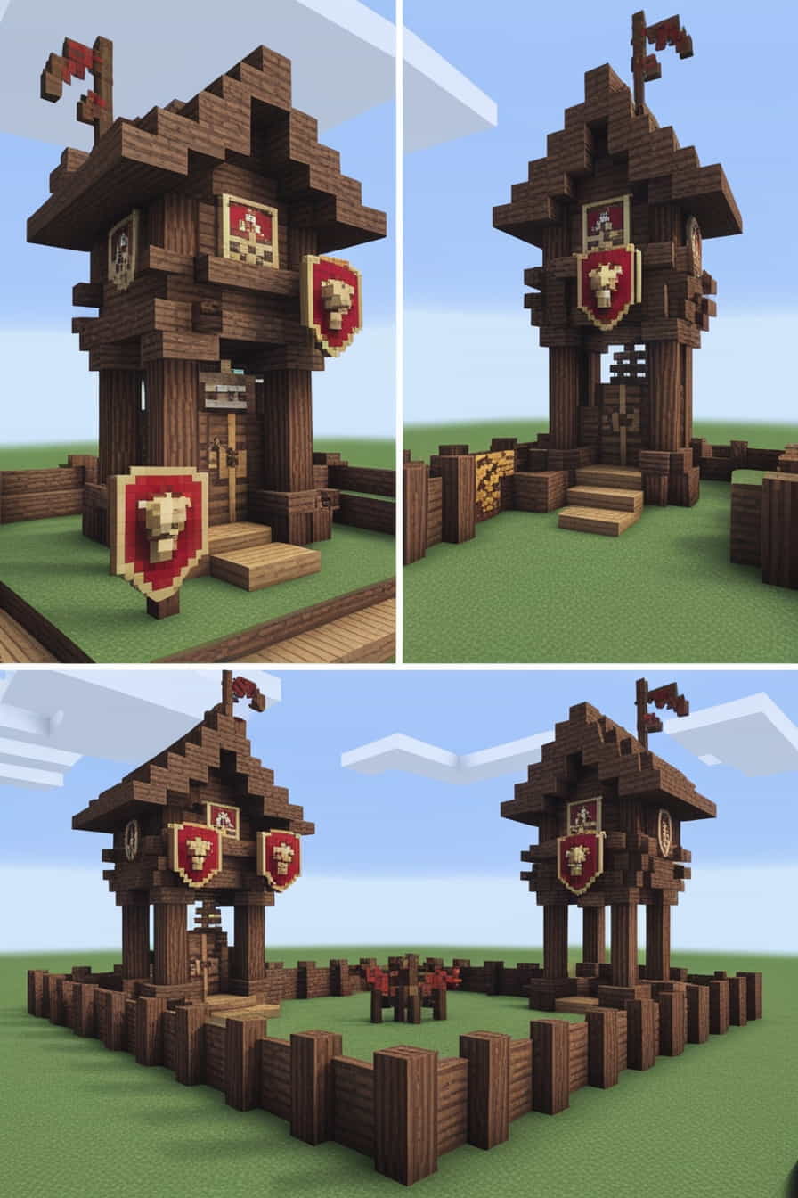 rugged wooden minecraft longhouses and watchtowers  (2) 