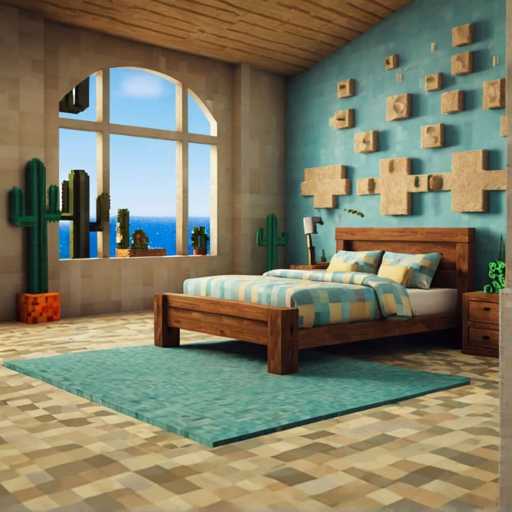 vanilla minecraft bedroom with a beach themed bedroom with sandstone walls and floors 1 