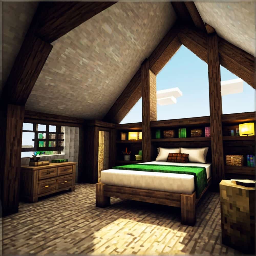 vanilla minecraft bedroom with a bedroom in the attic space of your Minecraft home 1 