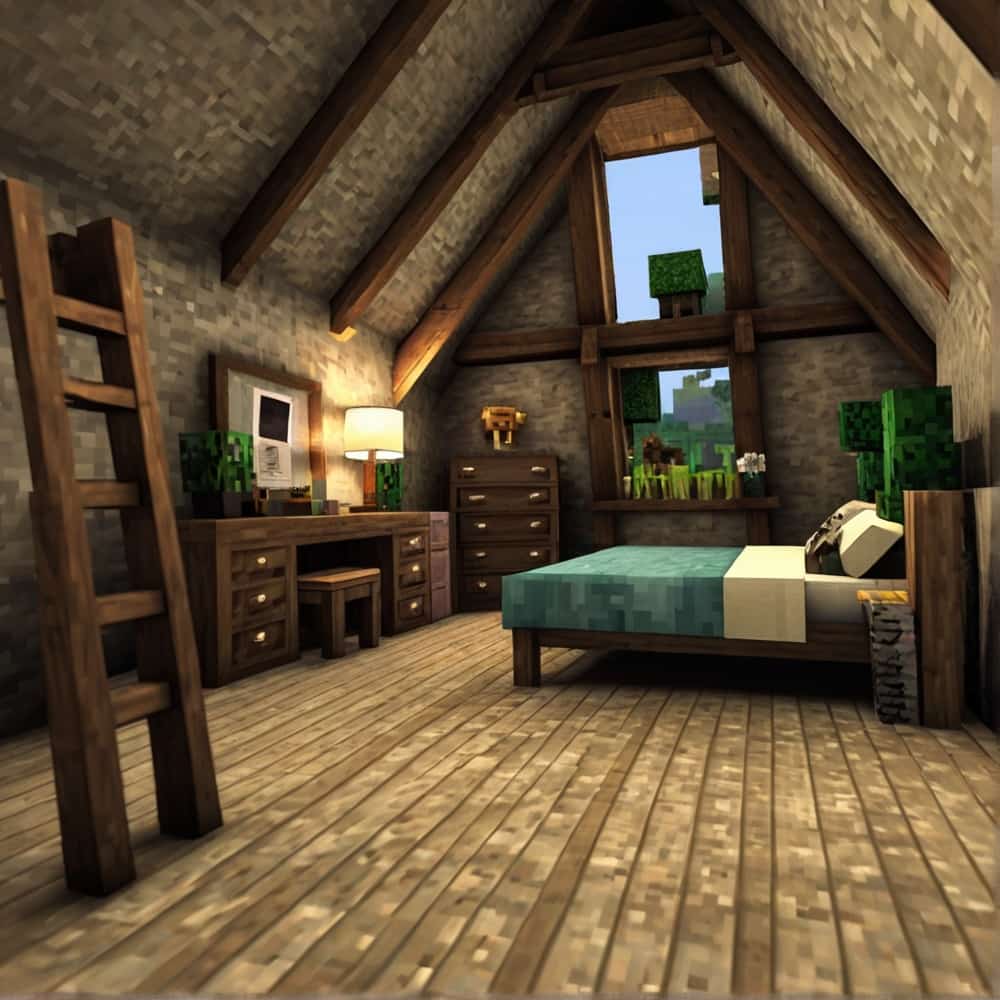 vanilla minecraft bedroom with a bedroom in the attic space of your Minecraft home 2 