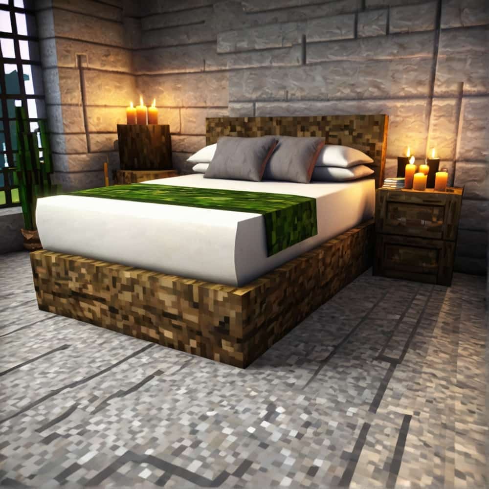 vanilla minecraft bedroom with smooth stone and cobblestone 2 